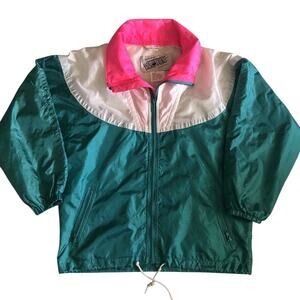 Profile Women’s Vintage Green Pink White Windbreaker Jacket Size Medium